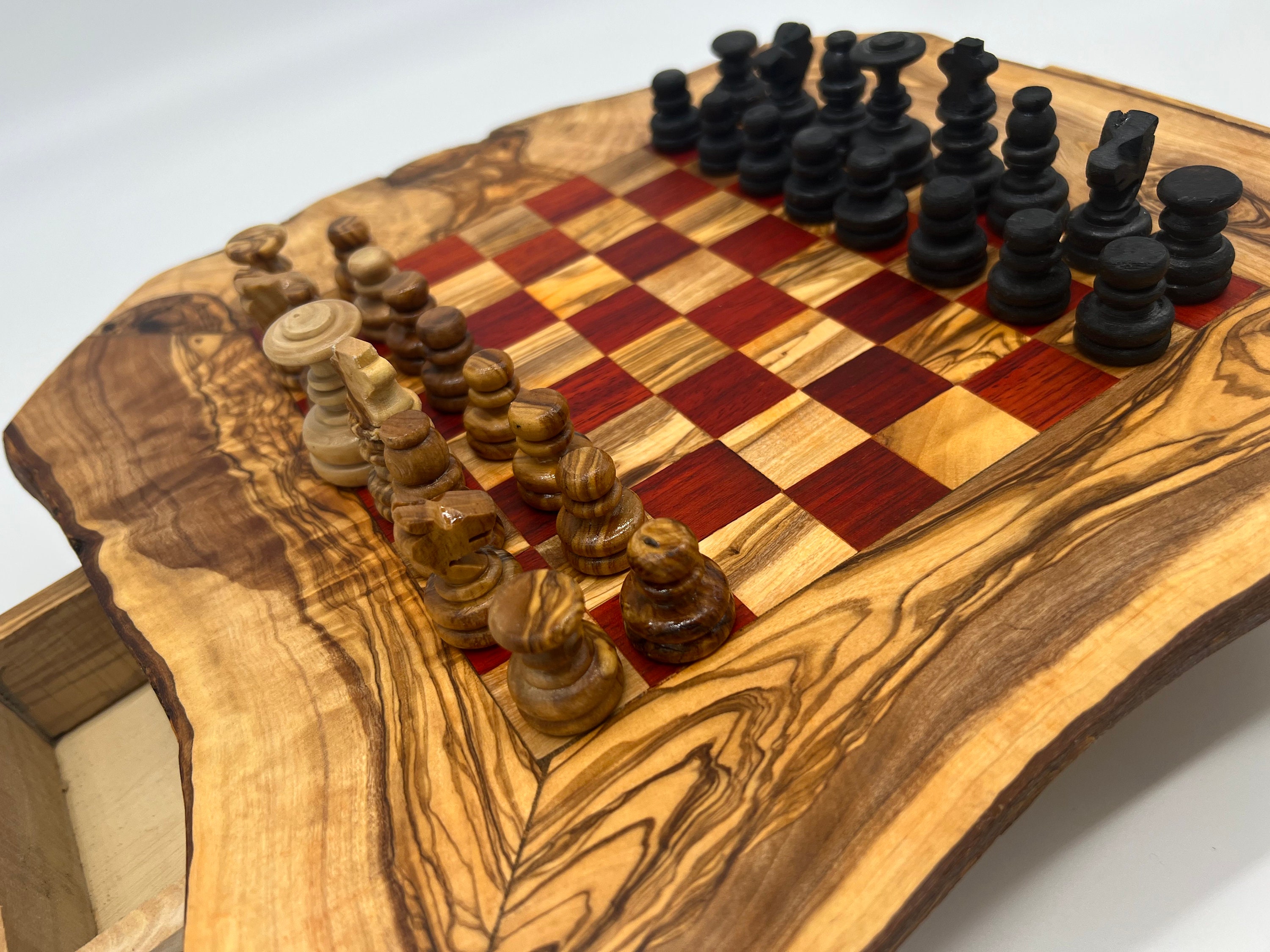 Fancy Wooden Chess Set with Storage and Pieces - Artisraw