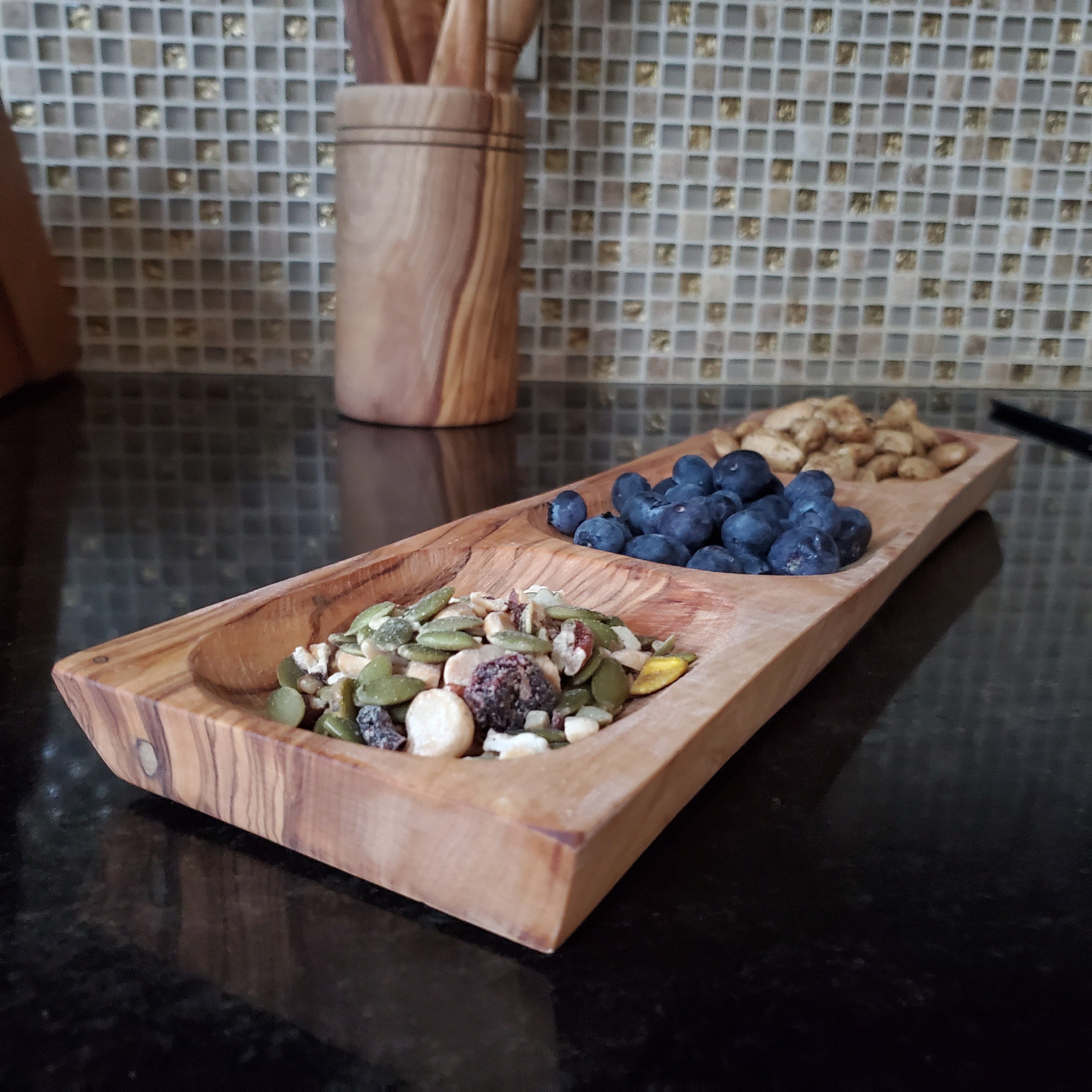 Olive Wood Trio Serving Tray / Trio Appetizer Platter Etsy