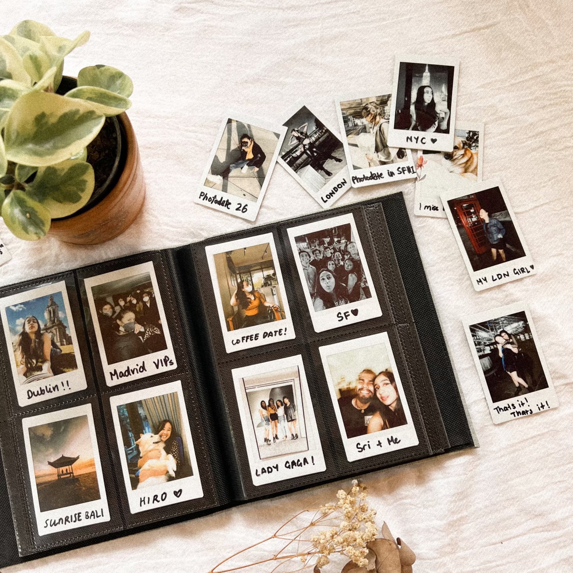 Elegant Polaroid Slip-In Linen Photo Album for 128 Instax Mini Polaroid Photos | Cute Gift Ideas | Wedding Photo Album | Scrapbooking