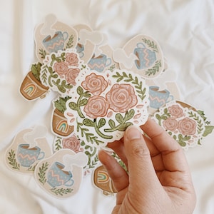 3x3 Pink Roses Vinyl Sticker | Floral Sticker | Water Bottle Sticker | Laptop Sticker | Bullet Journal Sticker | Flower Stickers