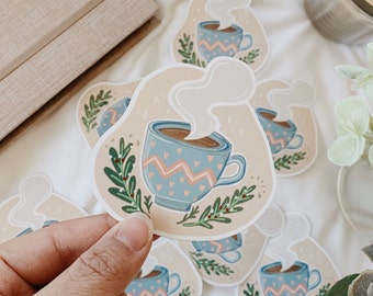 3x3 Cozy Cup of Tea Vinyl Sticker | Coffee Mug Sticker | Water Bottle Sticker | Laptop Sticker |  Bullet Journal Sticker | Cozy Sticker