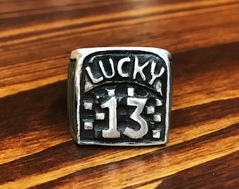 Lucky 13 silver ring