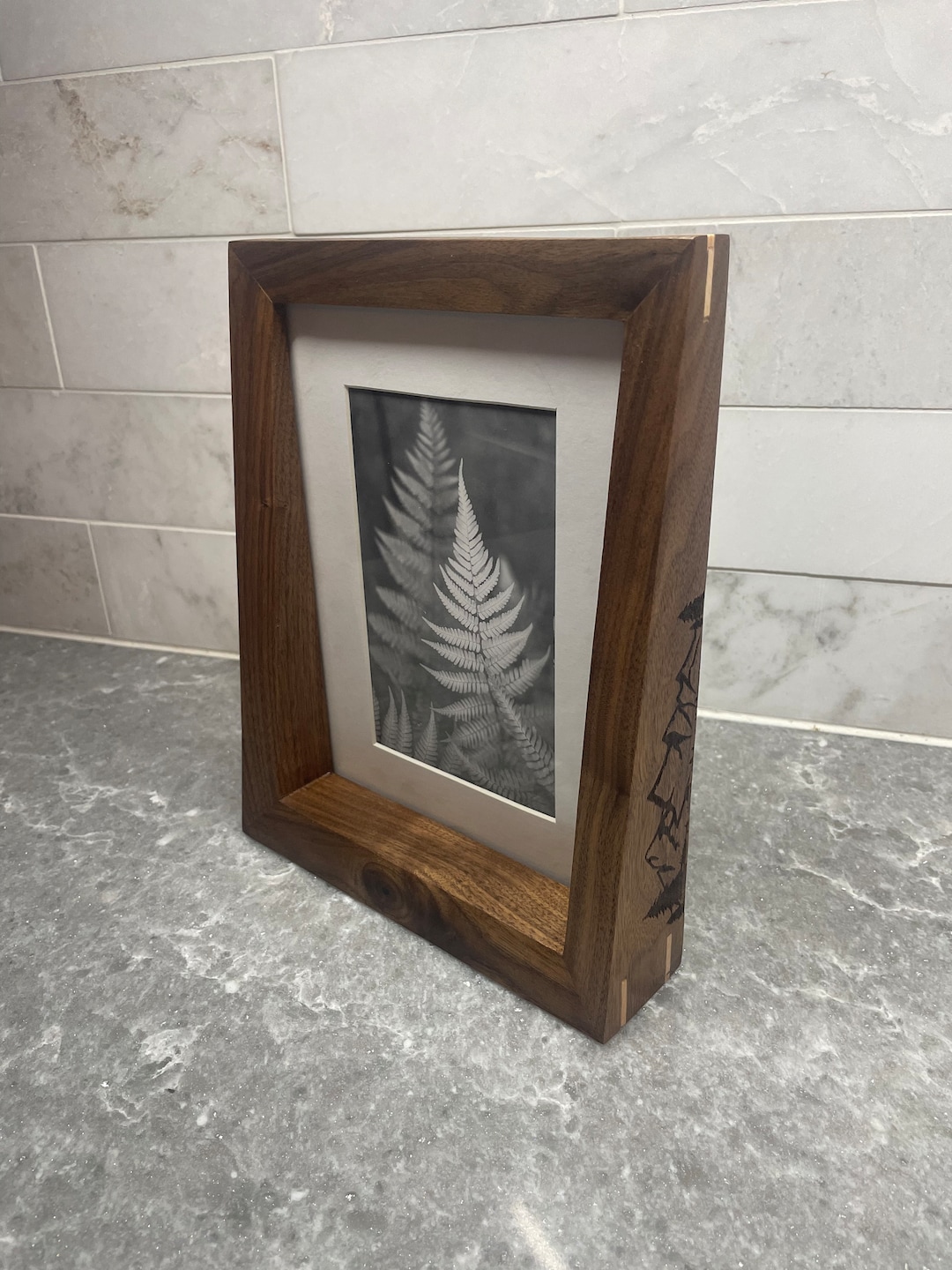 Custom Walnut Picture Frame 4x6 Photo Matted Etsy