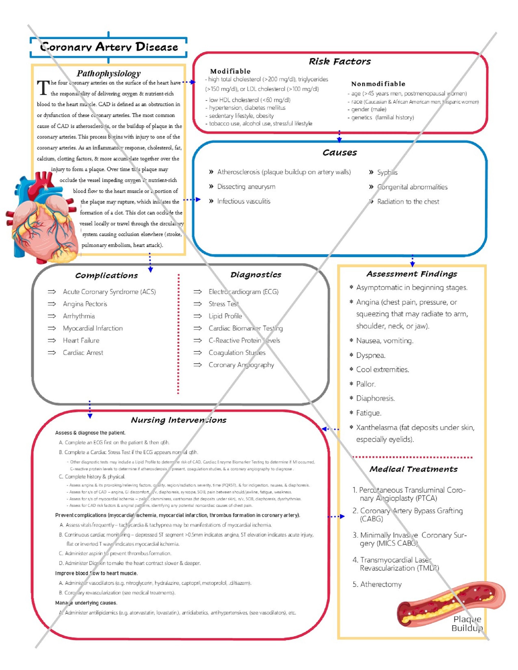 Coronary Artery Disease Nursing Concept Map Etsy