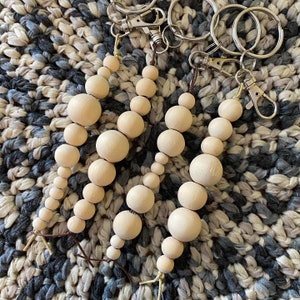 Keychains, wooden beaded keychains, beaded bag charm, boho keychain
