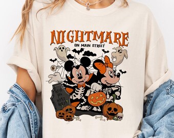 Comfort Colors Disney Halloween Nightmare Shirt, Mickey Minnie Halloween Shirt, Nightmare On The Main Street Shirt, Disney Spooky Shirt