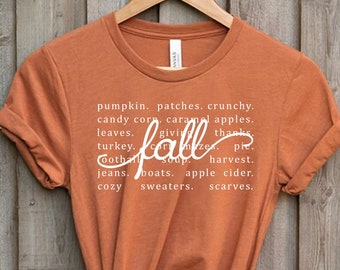 Cute Fall Shirts, Fall Words Shirt, Women's Fall Tshirt, Autumn Shirt, Hello Fall Shirt, Thanksgiving Tee, Fall Graphic Tees