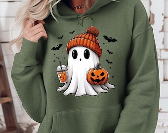 Halloween Ghost Hoodie, Cute Ghost Hoodie, Womens Halloween Hoodie, Spooky Season Hoodie, Halloween Party Hoodie, Cute Fall Hoodie