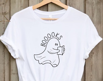 Booooks Shirt, Ghost Books Shirt, Funny Halloween Shirt, Librarian Shirt, Librarian Gift, Bookworm Gift, Teacher gift tees