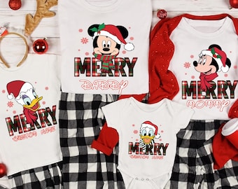 Personalized Disney Character Christmas Shirt, Mickey and Friends Merry Christmas Tee, Disney Family Matching T-shirt