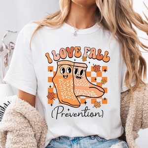 Comfort Colors I Love Fall Prevention Shirt, Thanksgiving Nurse Tee, Fall Nurse Shirt, Physical Therapy Shirt, Fall Risk DPT SPT Pta Shirt