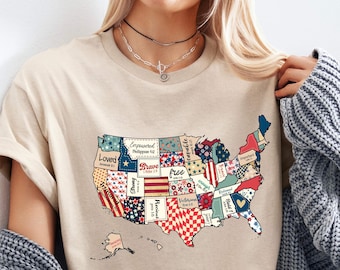 Retro USA Map T-shirt, USA Shirt for 4 of July, Memorial Day Shirt, Independence Day Shirt, America Map Tshirt, America Map Tshirt, Usa Tee