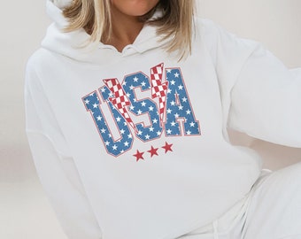 Retro USA Hoodie, Fourth of July Hoodie, American Flag Hoodie, 4th of July Hoodie, Independence Day Hoodie, Memorial Day Gift, American Gift