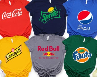 Drinking Party Halloween Shirt, Soft Drink Costume For Family Group T Shirt, Retro Beverage Parody Top,  Party Squad Tee