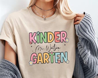 Custom Kindergarten Teacher Shirt, Custom Teacher Name Shirt,PreK Teacher Shirt,Personalized Teacher Shirt,Back to School Gift,Teacher Shirt