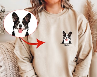Custom Dog Photo Sweatshirt, Custom Dog Name Sweater, Dog Mom Sweatshirt, Dog Lover Gift, Personalized Pet Face Sweater, Pet Owner Gift