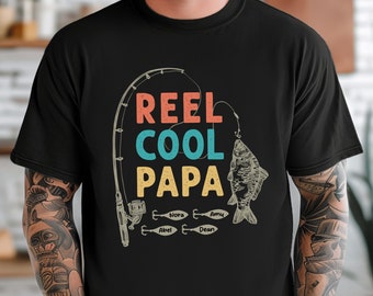 Reel Cool Papa Shirt for Men, Custom Papa Fishing T-Shirt, Grandpa Fisherman,Grandpa's Fishing Buddy, Fishing Lover Grandpa Shirt,Fish Life