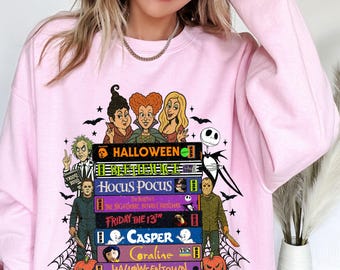 Horror Night Halloween Movie Sweatshirt,Vintage 90s Halloween Movies Sweatshirt,Retro VHS Horror Sweater,Spooky Movie Sweat,,Halloween Vibes
