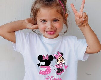 Personalized Minnie Shirt For Kids, Custom Minnie Mouse Birthday Girl Shirt, Disney Birthday Party, Custom Minnie Mouse Name and Age Shirt