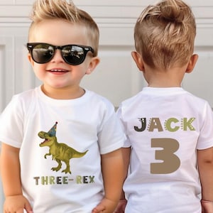 Custom Dinosaur Birthday Shirt, Dinosaur Birthday Party Shirt, Custom Name and Age Birthday Shirt, 3rd Birthday Shirt, Boy Dinosaur Shirt