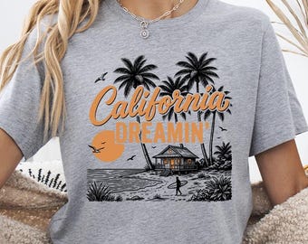 California Coast Shirt, Retro Beach Tee, Coastal Girl Shirt, Vintage Summer Tee, Surf Graphic Shirt, Ocean Lover Gift