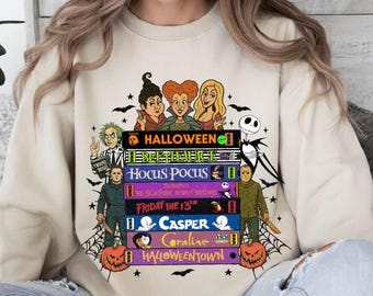 Vintage 90s Halloween Movies Sweatshirt, Retro VHS Horror Sweater,Spooky Movie Sweat,Horror Night Halloween Movie Sweatshirt,Halloween Vibes