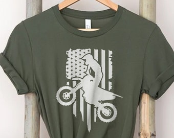 Dirt Bike American flag shirt, motocross shirt, dirt bike gift, motorcycle shirt, gift for dirt bike rider