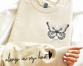 In Memory Of a Lost Loved One Sweatshirt, Rest in Heaven Sweatshirt, Personalized Name And Dates Sweatshirt, Rip Shirt, Memorial Sweater