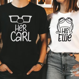 Couple shirts, Carl and Ellie, Matching Shirts, His Ellie & Her Carl Shirts, His and Hers, Bride and Groom, Wife and Husband, Mr and Mrs,