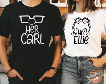 Couple shirts, Carl and Ellie, Matching Shirts, His Ellie & Her Carl Shirts, His and Hers, Bride and Groom, Wife and Husband, Mr and Mrs,