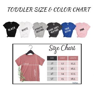 toddler size and color chart for a t - shirt