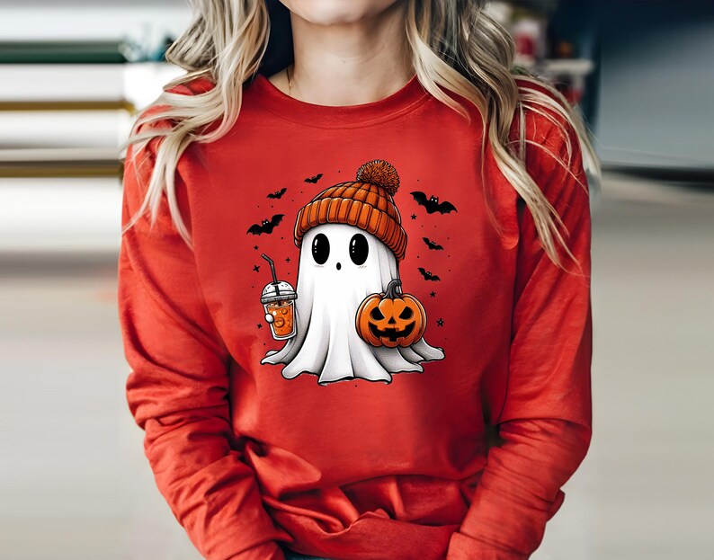 Halloween Ghost Sweatshirt, Cute Ghost Sweater, Womens Halloween Sweater, Spooky Season Sweatshirt, Halloween Party Sweater, Cute Fall Sweat bild 6