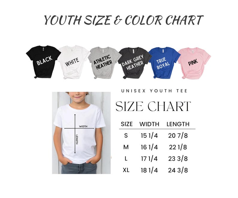 a child's t - shirt size chart with a picture of a child '