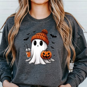 Halloween Ghost Sweatshirt, Cute Ghost Sweater, Womens Halloween Sweater, Spooky Season Sweatshirt, Halloween Party Sweater, Cute Fall Sweat bild 5