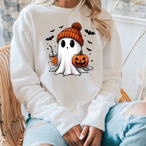 Halloween Ghost Sweatshirt, Cute Ghost Sweater, Womens Halloween Sweater, Spooky Season Sweatshirt, Halloween Party Sweater, Cute Fall Sweat bild 2