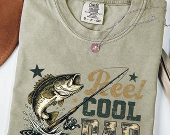 Funny Fishing Dad Shirt, Reel Cool Papa Tee, Bass Fisher Gift, Fathers Day Outfit, Outdoor Camo Style  comfort color Shirt for Dad