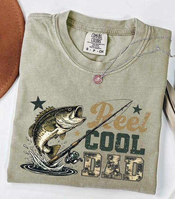Funny Fishing Dad Shirt, Reel Cool Papa Tee, Bass Fisher Gift, Fathers Day Outfit, Outdoor Camo Style  comfort color Shirt for Dad