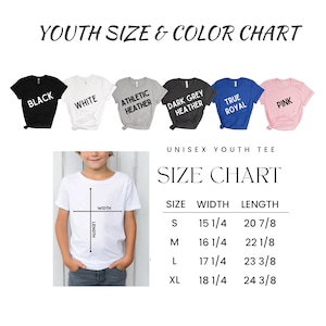 a child's t - shirt size chart with a picture of a child '
