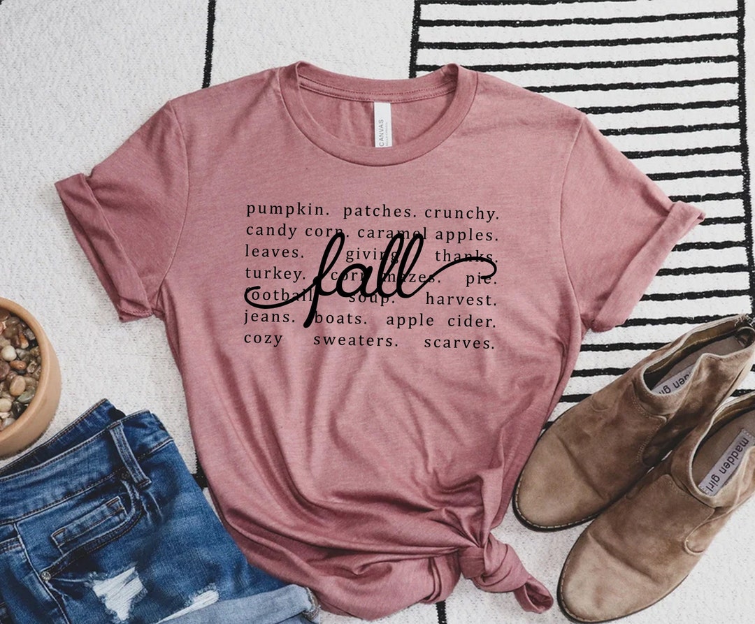 Fall Words Shirt, Women's Fall Tshirt, Autumn Shirt, Hello Fall Shirt