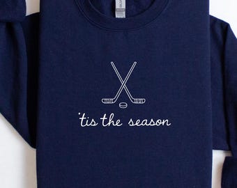 Tis The Season Hockey Sweatshirt, Minimalist Hockey Coach Sweater, , Ice Hockey Player Crewneck, Game Day Tee