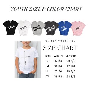 a child's t - shirt size chart with a picture of a child '