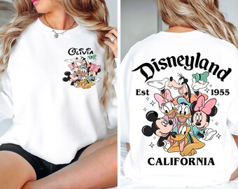 Custom Disneyland California Sweatshirt,Custom Disneyworld Sweatshirt,Disneyland  Est 1955,Disney family Sweat,Mickey and Friends Sweatshirt