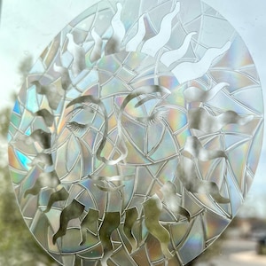 Sun Face with Lashes Window Cling Bling Holographic Rainbow Maker Sun Catcher Decal