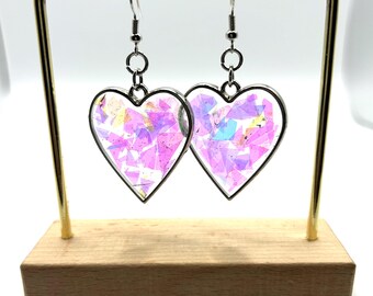 Glitter Cat Earrings: Handmade Resin Dangle Earrings