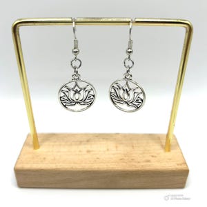 Lotus Flower Dangle Earrings – Stainless Steel Spiritual Jewelry, Boho Minimalist Earrings