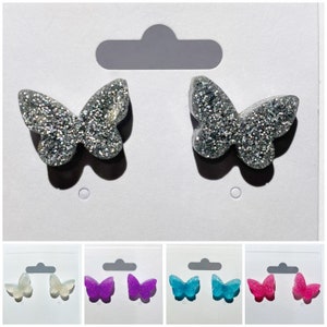 Butterfly Stud Earrings,Handmade, Custom Butterfly Stud Earrings, Glitter Butterfly Stud Earrings, Butterfly Earrings, Butterfly Studs