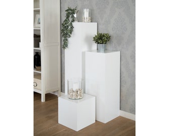 Decoratieve zuil van gelakt MDF-plaat, zuil voor bloemen en sculpturen voor de woonkamer, standaard voor bloemen en beeldjes, decoplatform - hoge kwaliteit.