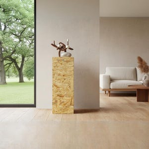 OSB-Dekosäule, Blumensäule Wohnzimmer, Blumenständer, Podest Deko, Pflanzenständer, Stabiler Sockel, Modernes Design - Rohes OSB image 1
