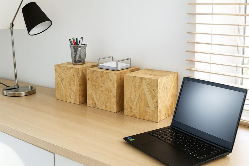OSB-Dekosäule, Blumensäule Wohnzimmer, Blumenständer, Podest Deko, Pflanzenständer, Stabiler Sockel, Modernes Design - Rohes OSB image 16