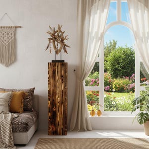Rustikale Dekosäule, Holzsäule, Handgefertigte Baumstamm Deko, Bodenwindlicht Ständer, Blumensäule Holz, Natürliche Holzoptik - GeölteKiefer zdjęcie 12